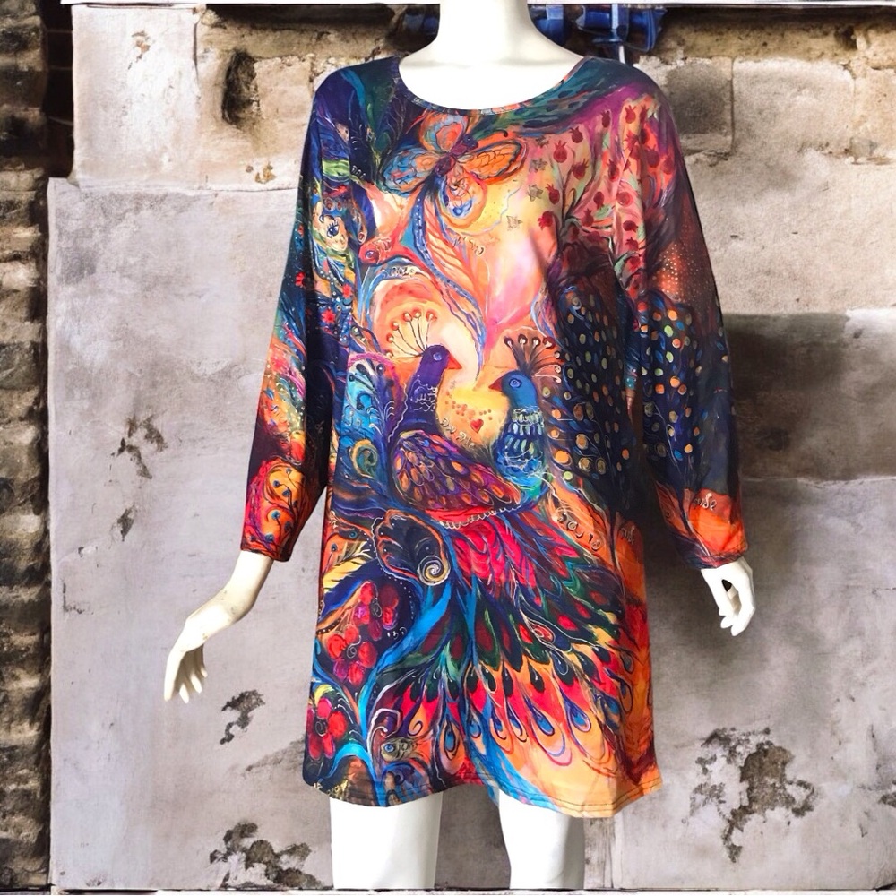CLEARANCE | Long Sleeve Graphic Print Mini Shirt Dress